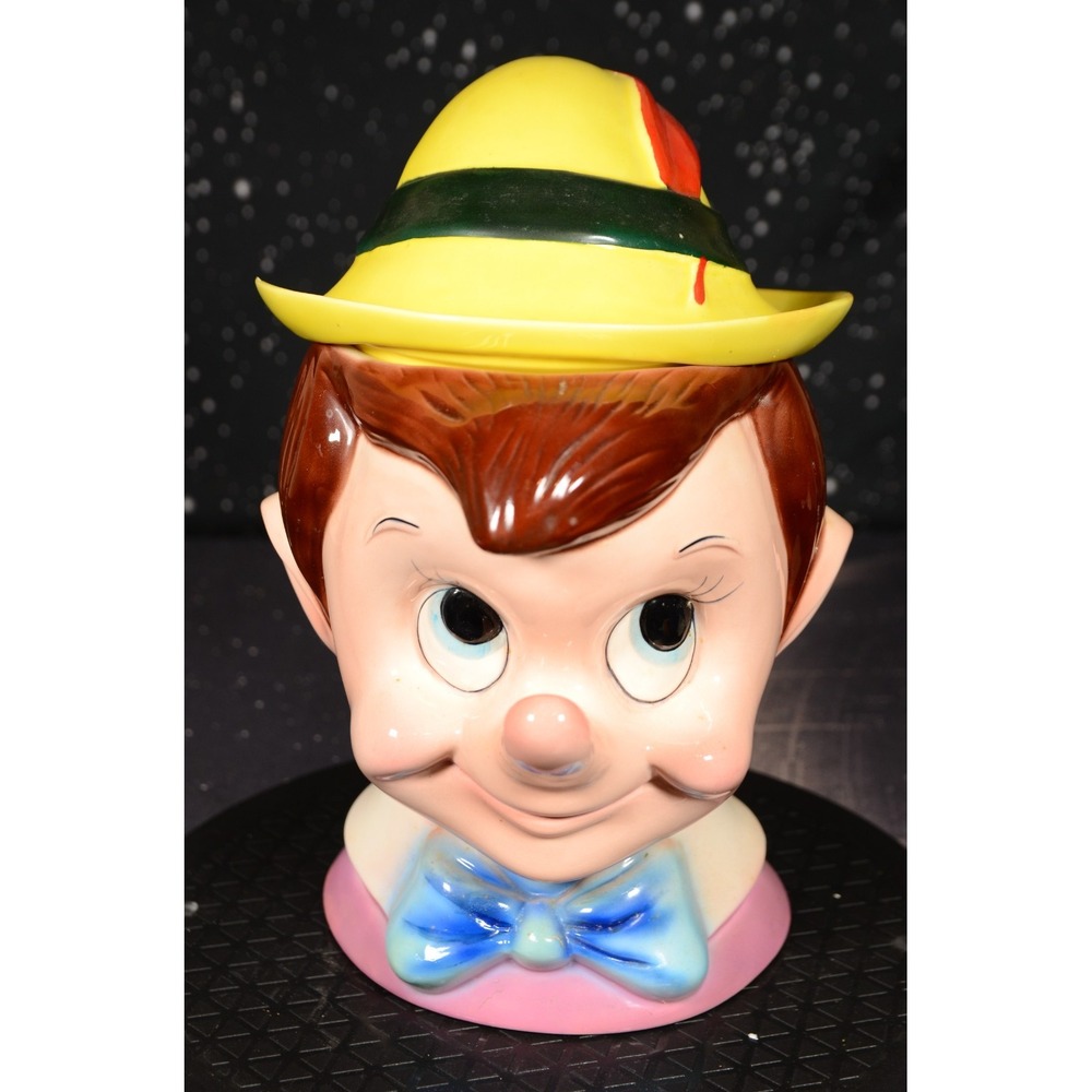 RARE Pinocchio Head Cookie Jar Walt Disney Vintage‎ Disneyana Collectible